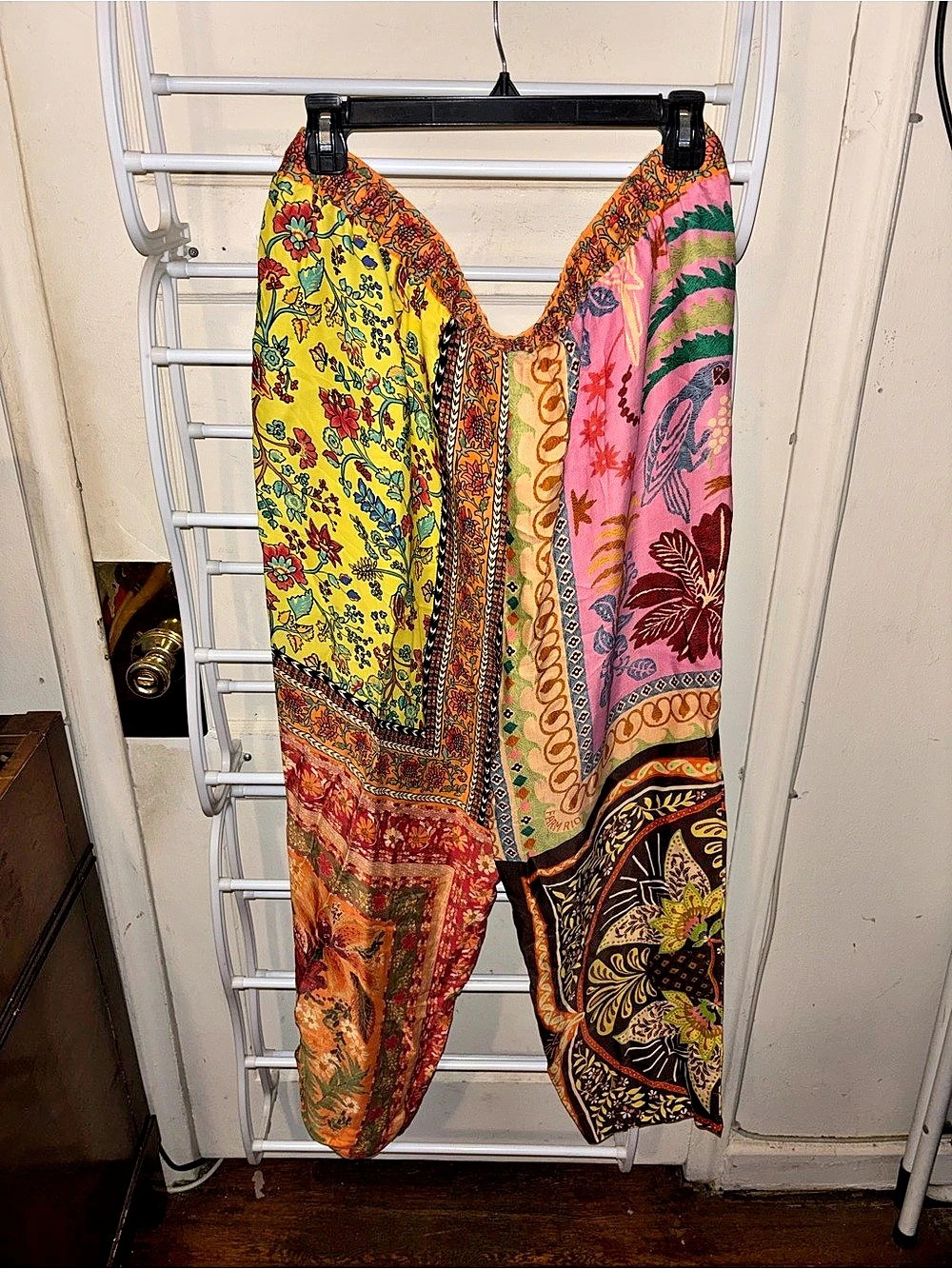 FARM Rio Multicolor Mixed Scarves Pants XL Boho Eclectic Maximalist - Picture 4 of 6